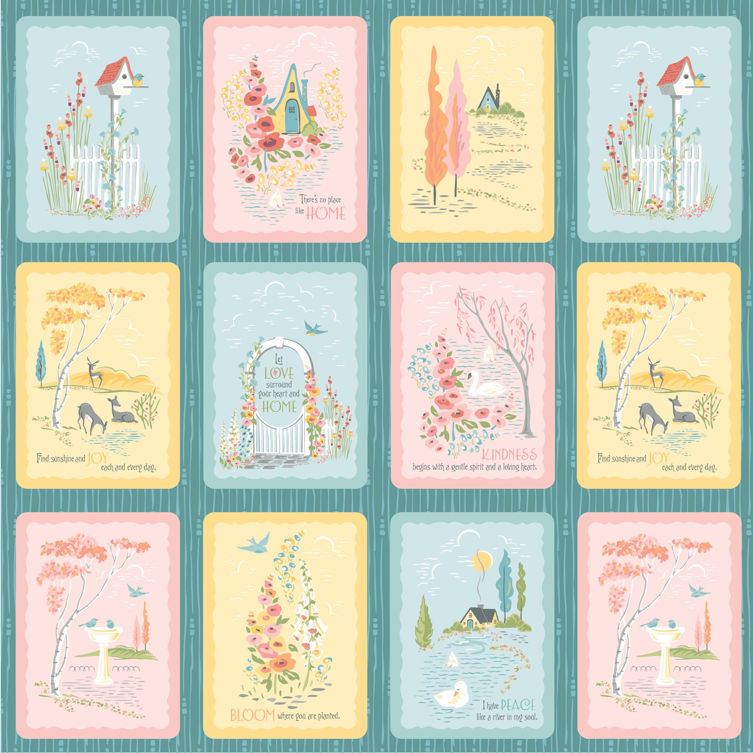 Hollyhock Lane Poppie Cotton HL23821 Hollyhock Lane Teal ABBI MAYS