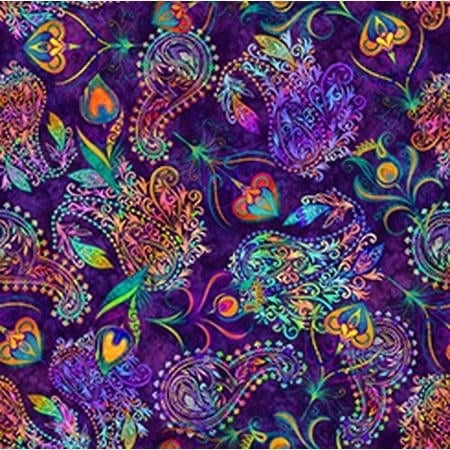 Purple Paisley Fabric, Pattern Fabric, 100% Cotton, Quilting