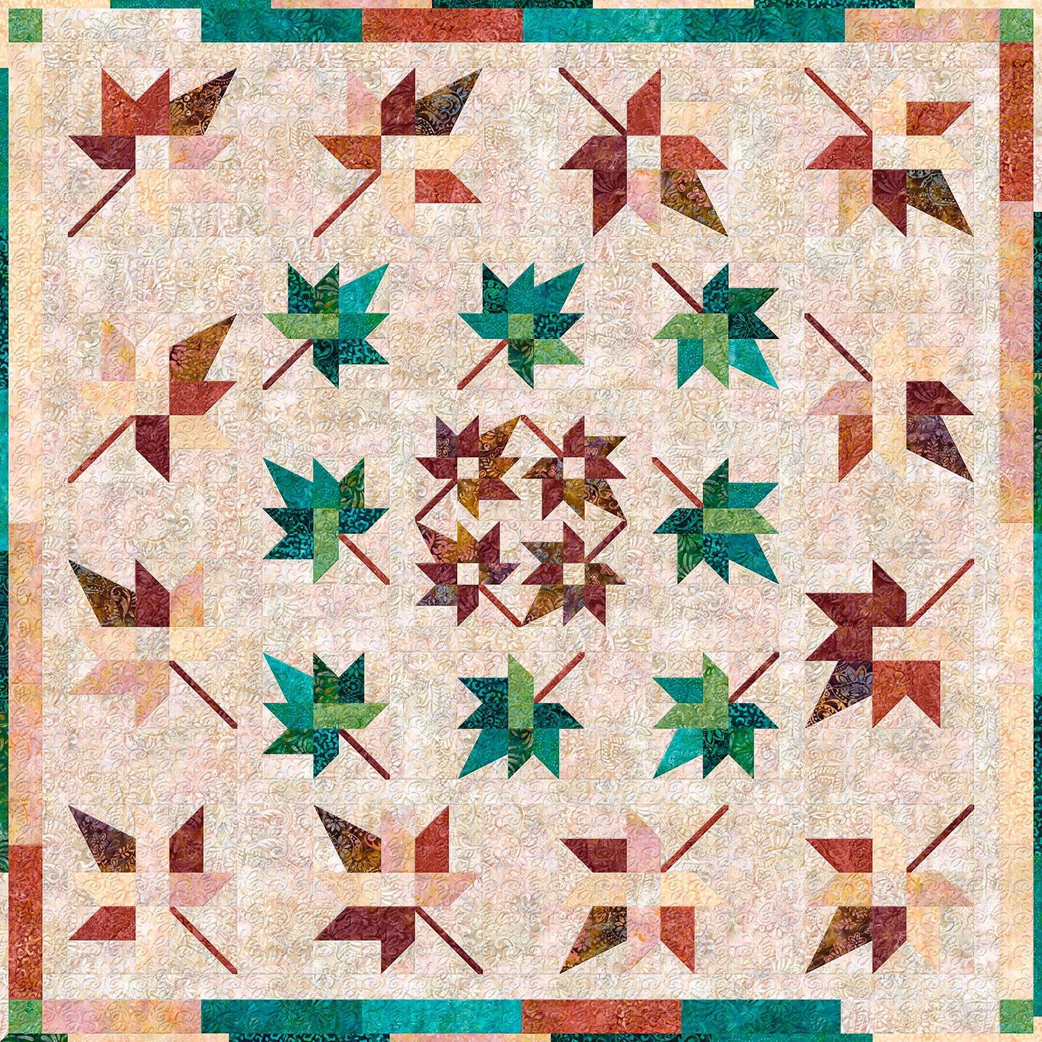 Quilt Kit Top Swirling Leaves By Wilmington Prints - 60.5X 60.5 | ABBI ...